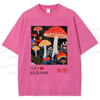 Unisex Yayoi Kusama Polka Dot Mushroom Printed Washed Tee