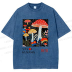 Unisex Yayoi Kusama Polka Dot Mushroom Printed Washed Tee
