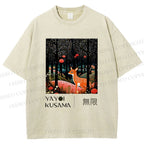 Unisex Yayoi Kusama Deer Printed Washed Tee