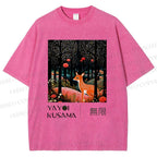Unisex Yayoi Kusama Deer Printed Washed Tee