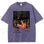 Unisex Yayoi Kusama Deer Printed Washed Tee