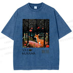 Unisex Yayoi Kusama Deer Printed Washed Tee