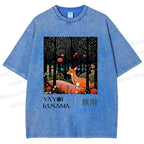 Unisex Yayoi Kusama Deer Printed Washed Tee