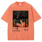 Unisex Yayoi Kusama Deer Printed Washed Tee