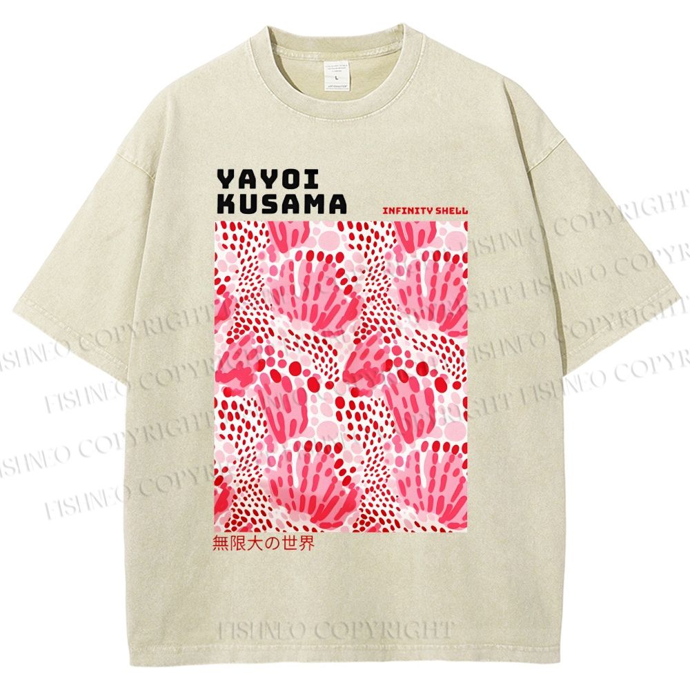 Unisex Yayoi Kusama Abstract Flower Printed Washed Tee