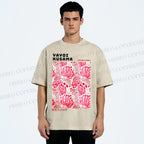 Unisex Yayoi Kusama Abstract Flower Printed Washed Tee