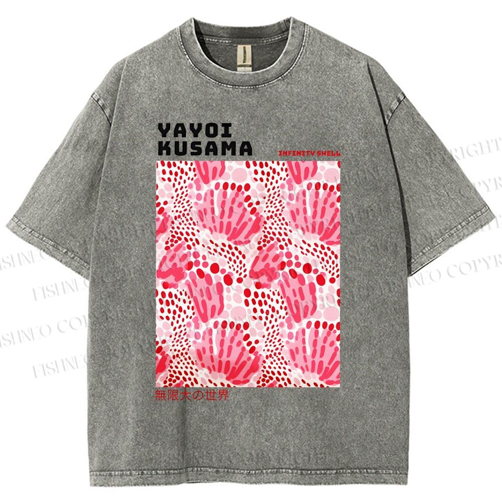 Unisex Yayoi Kusama Abstract Flower Printed Washed Tee