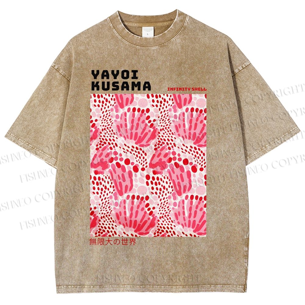 Unisex Yayoi Kusama Abstract Flower Printed Washed Tee