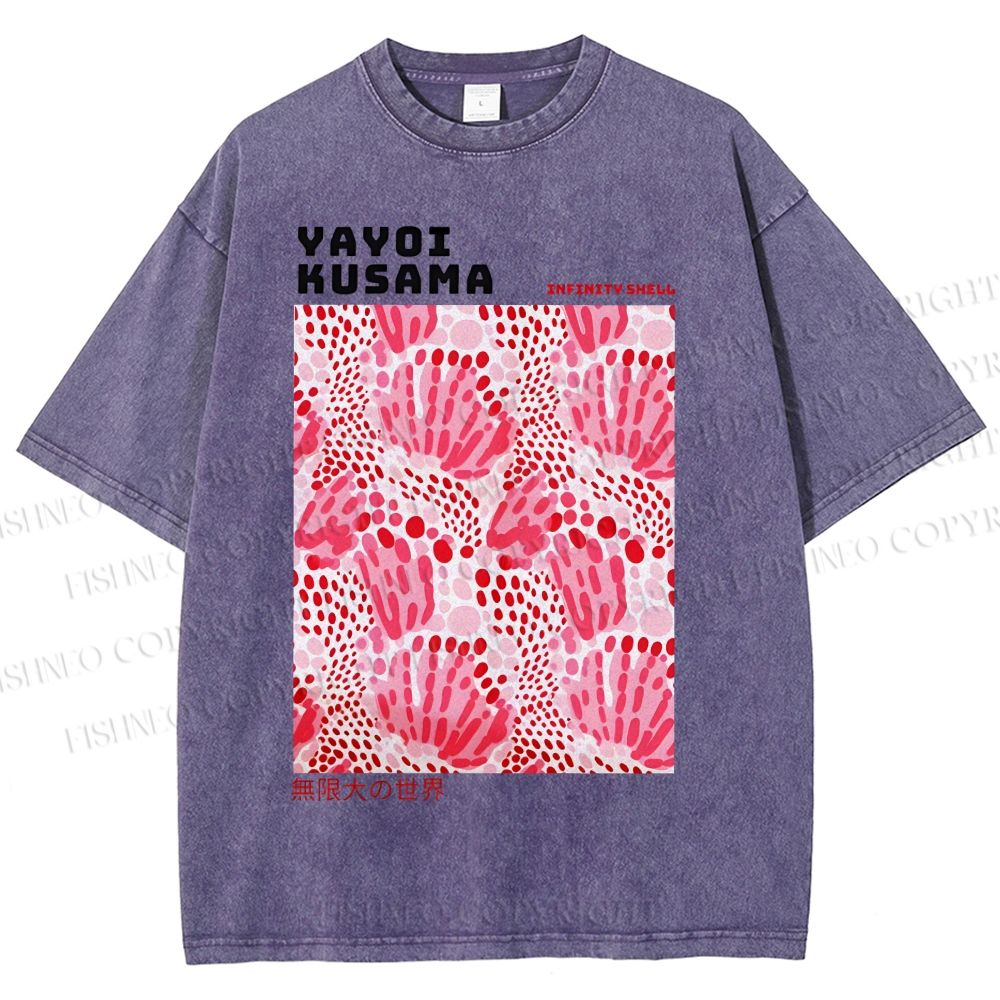 Unisex Yayoi Kusama Abstract Flower Printed Washed Tee