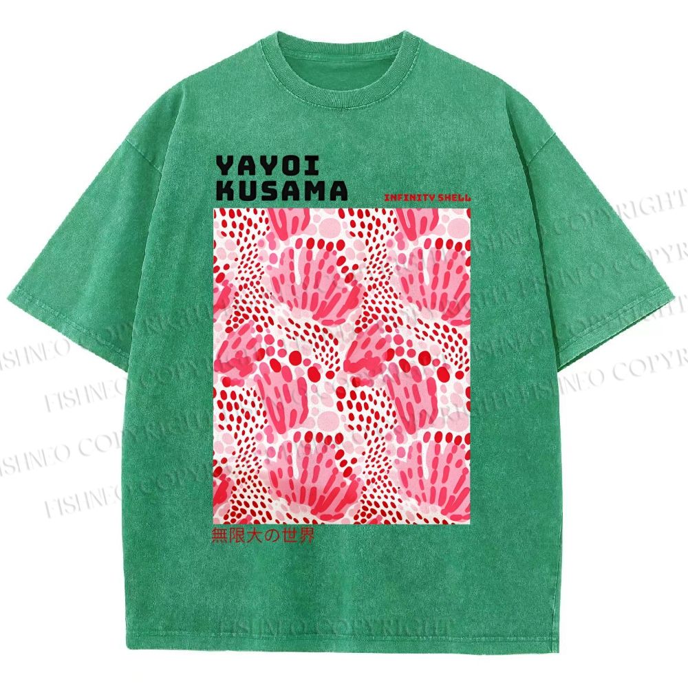 Unisex Yayoi Kusama Abstract Flower Printed Washed Tee