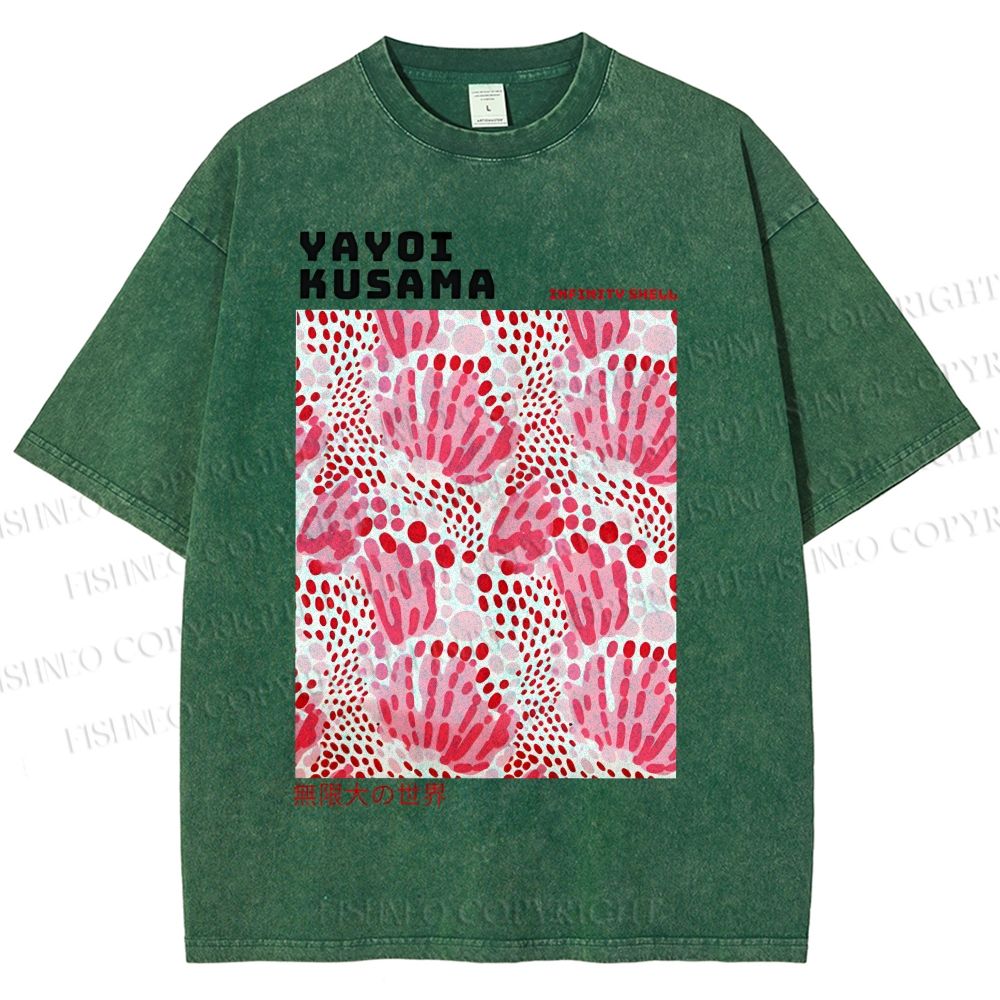 Unisex Yayoi Kusama Abstract Flower Printed Washed Tee