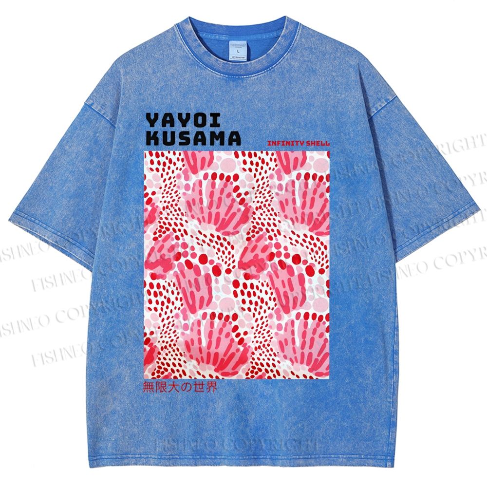 Unisex Yayoi Kusama Abstract Flower Printed Washed Tee