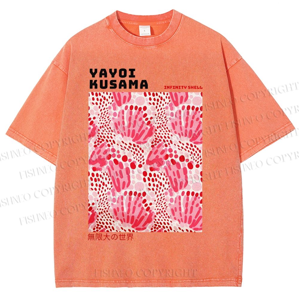 Unisex Yayoi Kusama Abstract Flower Printed Washed Tee