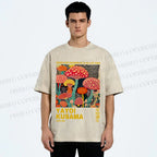 Unisex Yayoi Kusama Mushroom Printed Washed Tee