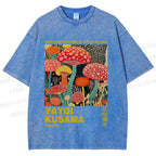 Unisex Yayoi Kusama Mushroom Printed Washed Tee