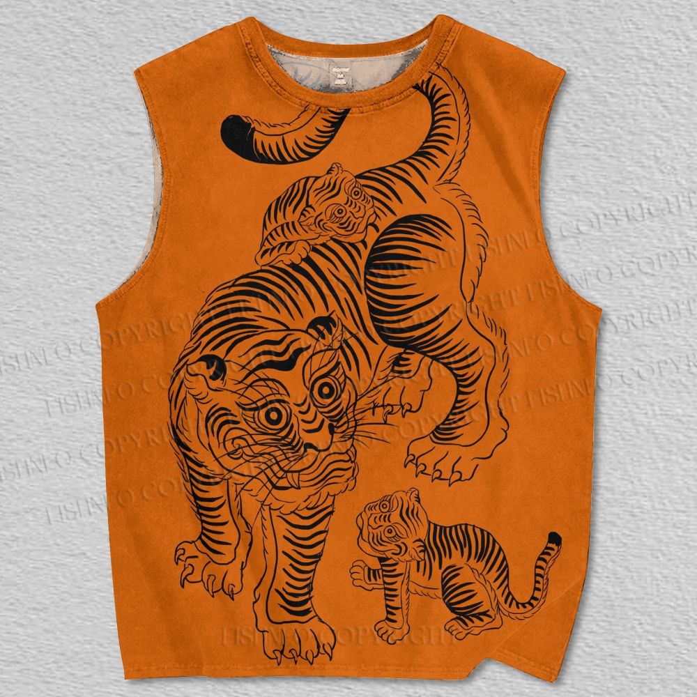 Unisex Parent-Child Tiger Printed Tank Top