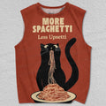 Unisex More Spaghetti Less Upsetti Black Cat Printed Tank Top