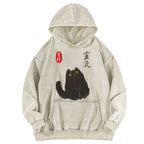 Black Civet Cat Washed Hoodie