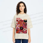 Unisex Yayoi Kusama Red Flowers Printed Washed Tee