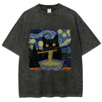 Cat Ramen Lover Washed T-Shirt