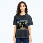 Cat Ramen Lover Washed T-Shirt