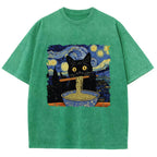 Cat Ramen Lover Washed T-Shirt