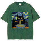 Cat Ramen Lover Washed T-Shirt