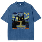 Cat Ramen Lover Washed T-Shirt