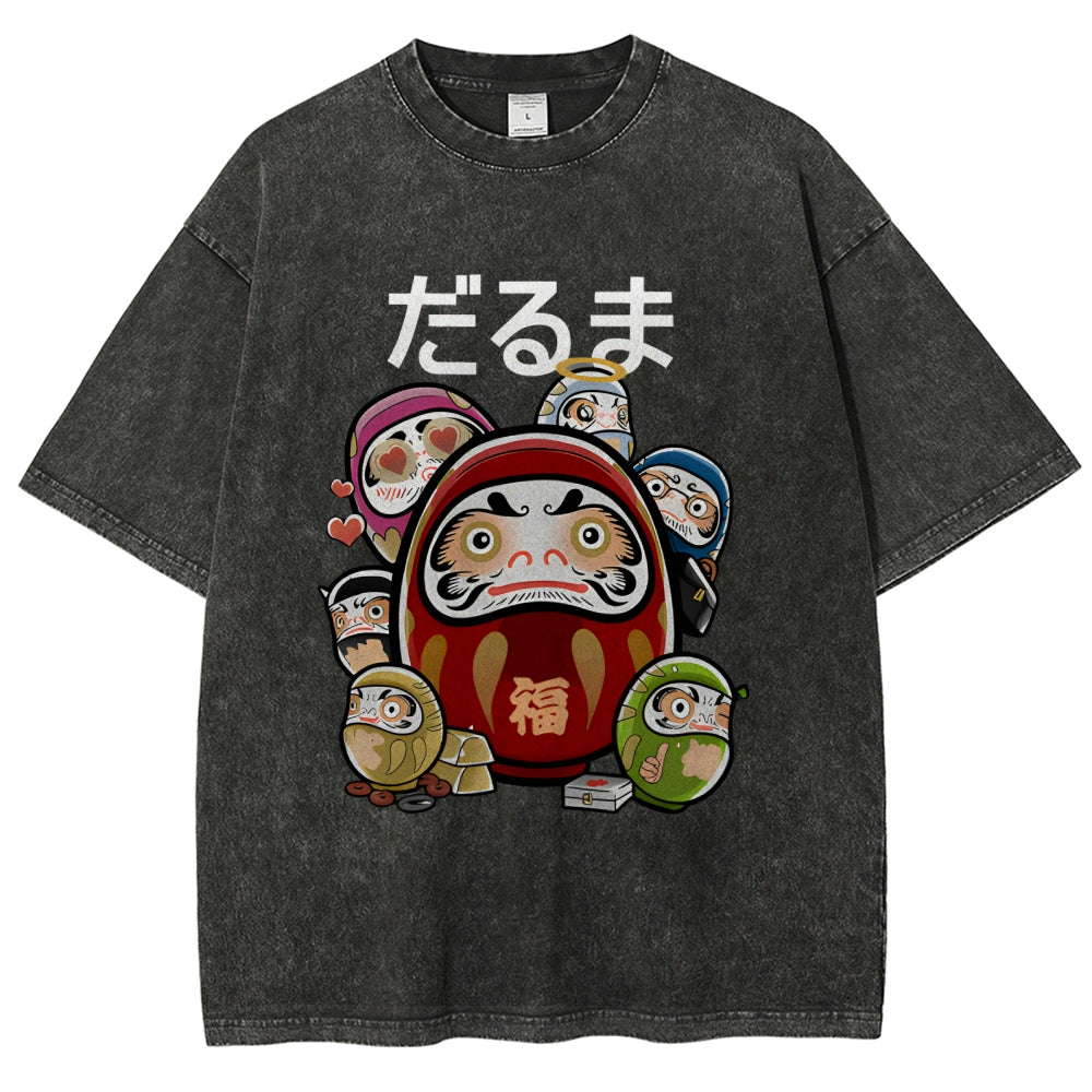 Colorful Daruma Dolls Washed T-Shirt