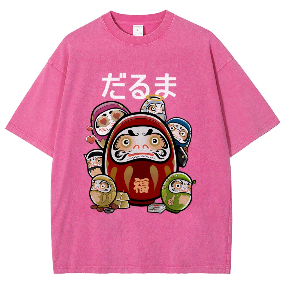 Colorful Daruma Dolls Washed T-Shirt