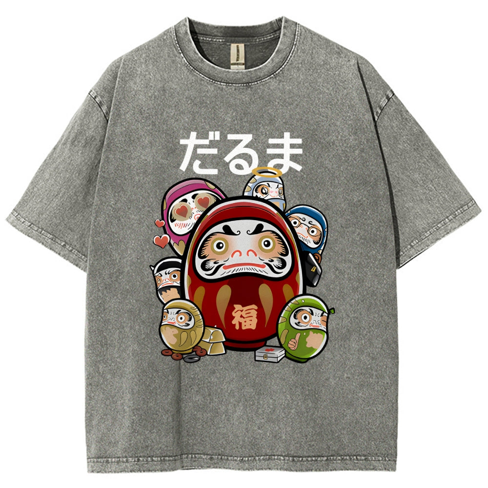 Colorful Daruma Dolls Washed T-Shirt