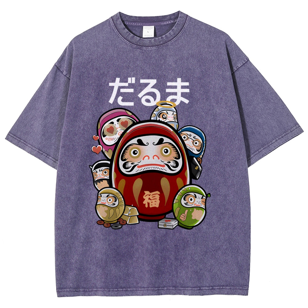 Colorful Daruma Dolls Washed T-Shirt