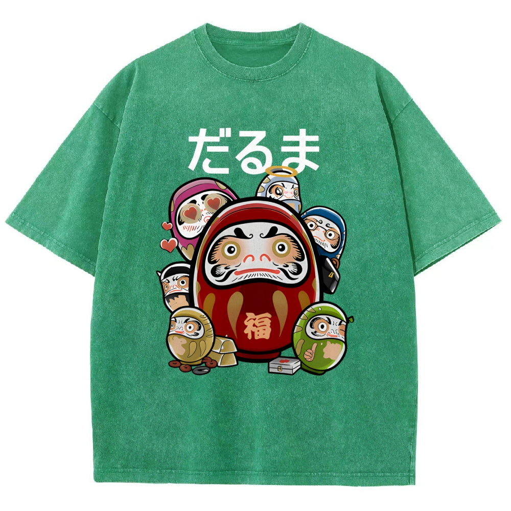 Colorful Daruma Dolls Washed T-Shirt