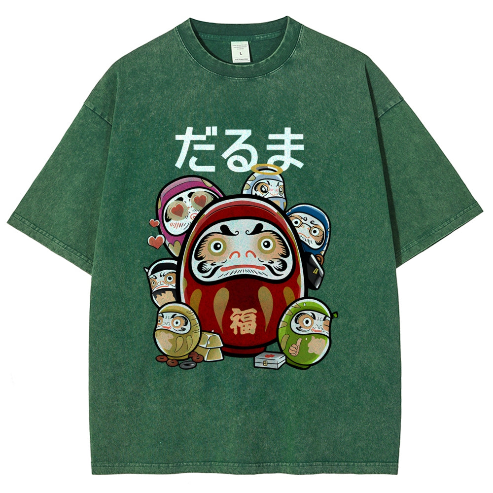Colorful Daruma Dolls Washed T-Shirt