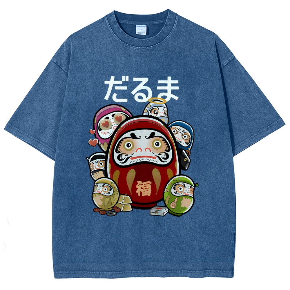 Colorful Daruma Dolls Washed T-Shirt