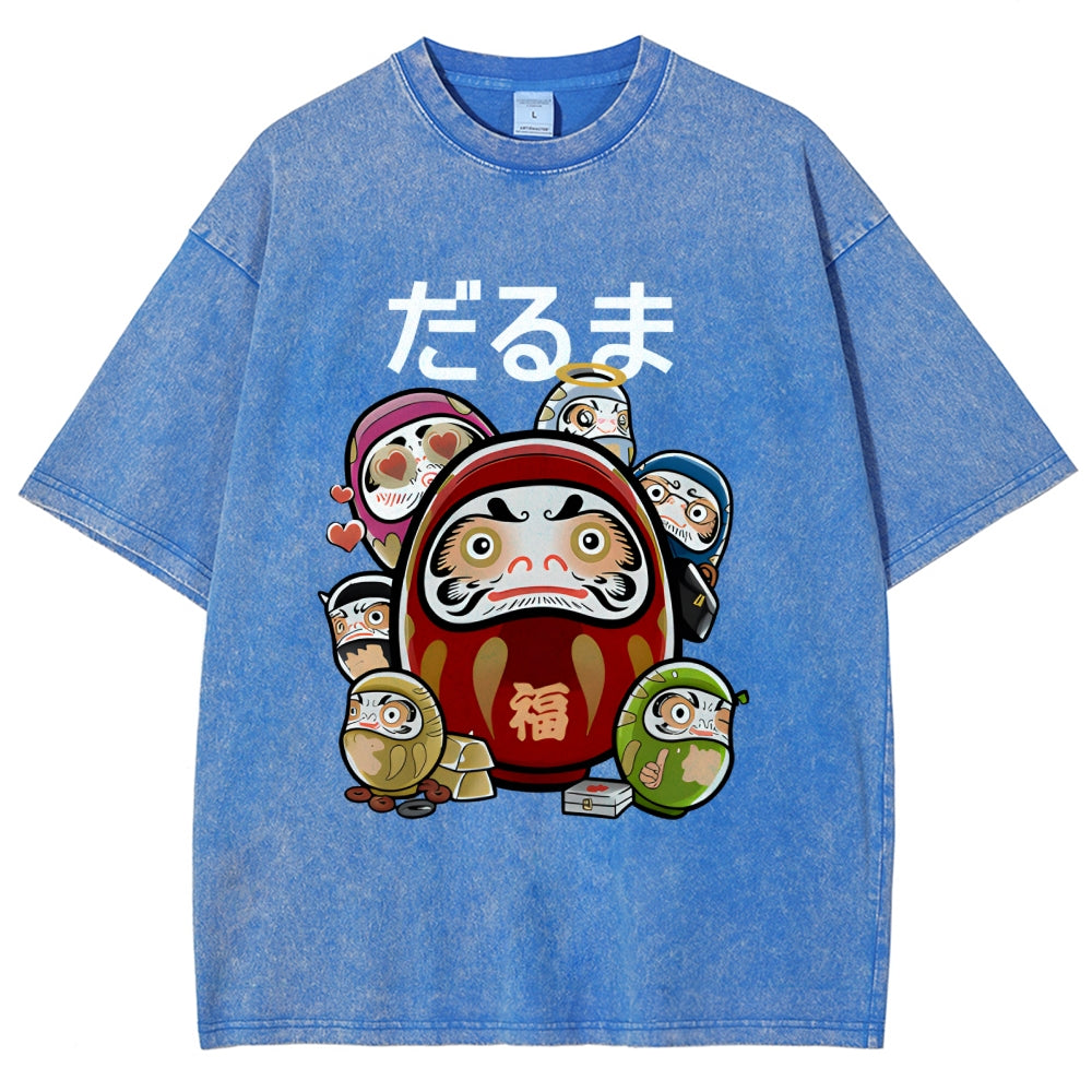Colorful Daruma Dolls Washed T-Shirt