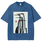 Fishneo Japanese Crane Poster Washed T-Shirt