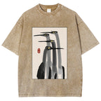 Fishneo Japanese Crane Poster Washed T-Shirt
