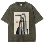 Fishneo Japanese Crane Poster Washed T-Shirt