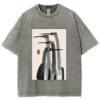 Fishneo Japanese Crane Poster Washed T-Shirt
