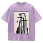 Fishneo Japanese Crane Poster Washed T-Shirt