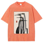 Fishneo Japanese Crane Poster Washed T-Shirt