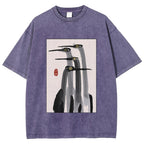Fishneo Japanese Crane Poster Washed T-Shirt