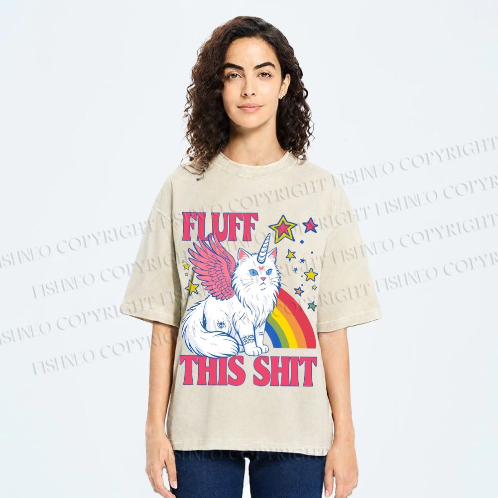 Unisex Fluff This Shit Printed Washed Tee