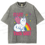 Unisex Fluff This Shit Printed Washed Tee