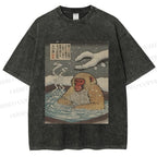 Unisex Snow Monkey Onsen Printed Washed Tee