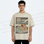 Unisex Snow Monkey Onsen Printed Washed Tee