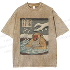 Unisex Snow Monkey Onsen Printed Washed Tee