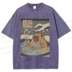 Unisex Snow Monkey Onsen Printed Washed Tee