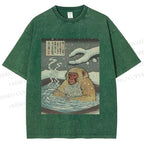 Unisex Snow Monkey Onsen Printed Washed Tee